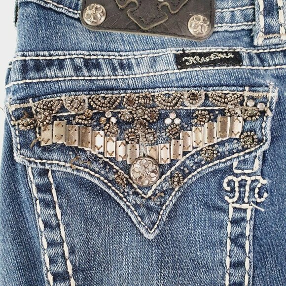 Miss Me Women's Jeans JP4656-6 Signature‎ JP9000B Boot Cut Bling Pockets Sz 29 - Picture 4 of 12